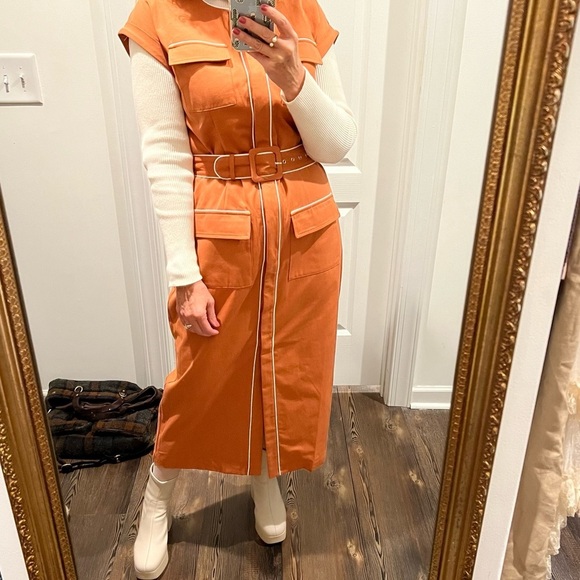 Anthropologie Dresses & Skirts - Mare mare x Anthropologie honey white piping button up shirt dress 

size Small